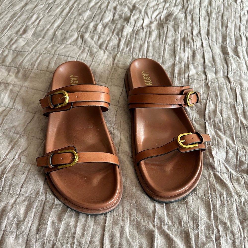 Jason Wu Brown Sandals with Gold Buckles